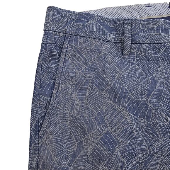 Bonobos Pants Mens Size 33 x 30 Slim Fit Blue Tropical Leaf Print Limited - Picture 3 of 16